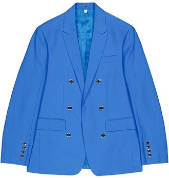 Burberry Mens Vivid Blue Wool Tailored Jacket, Brand Size 50 (US Size 40)