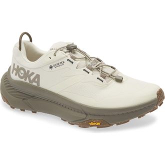 Hoka One One Transport Gore-Tex Waterproof Shoe in Eggshell /Light Roast at Nordstrom, Size 11.5