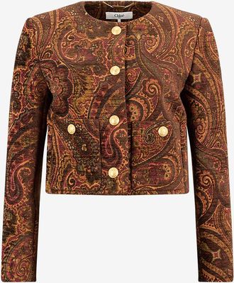 Chlo&eacute; Boxy-Kost&uuml;mjacke aus Jacquard Tapestry