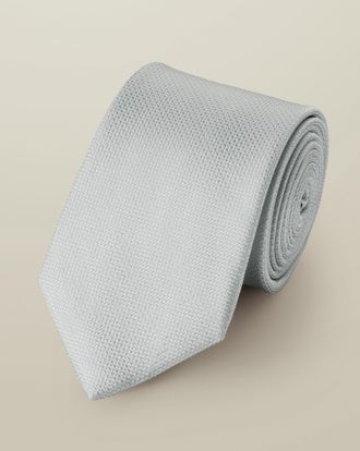CHARLES TYRWHITT Silk Textured Tie - Ice Blue Size OSFA by Charles Tyrwhitt