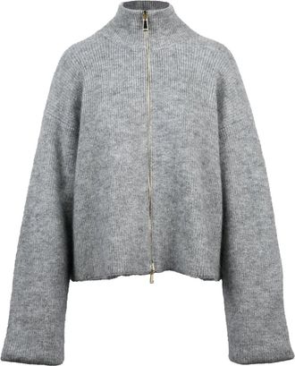 Fabiana Filippi Grey Virgin Wool-Blend Ribbed Knit Coat