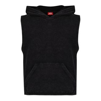 Diesel Hoodies, male, Black, Size: L Sleeveless Terry Sweatshirt