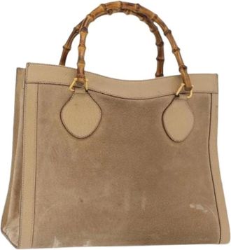 Gucci Pre-owned Handbags, female, Beige, Size: ONE SIZE Pre-owned Vintage Suede Handbag