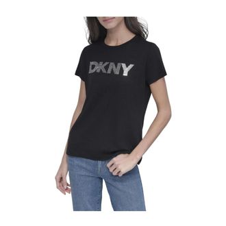 DKNY T-Shirts, female, Black, S, Mixed Embellish T-shirt