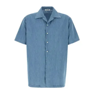 Jil Sander Shirt 223 Treated - male - Jil Sander - Short Sleeve Shirts - Blue - S - Shirts