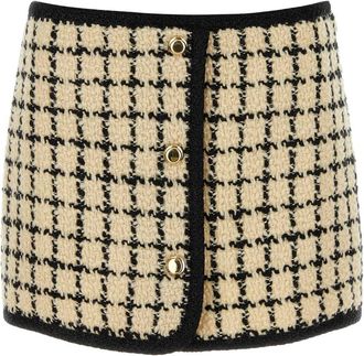 Miu Miu Embroidered Wool Blend Mini Skirt