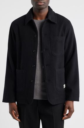 Merz b. Schwanen Burel Wool Shirt Jacket in Deep Black at Nordstrom, Size Xx-Large