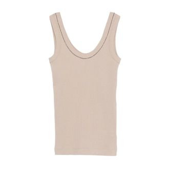 Brunello Cucinelli Tops, Dames, Bruin, S, Sleeveless Top