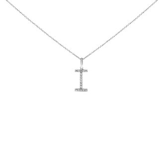 House of Brilliance Sterling Silver Diamond Accent C Initial Pendant Necklace