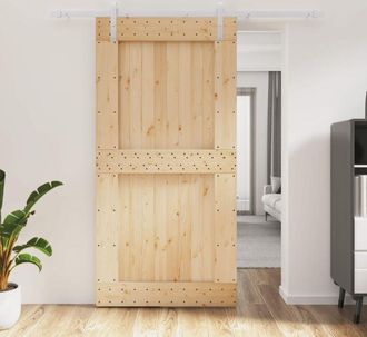 vidaXL Furniture Limited - Puerta Corredera Con Herrajes Madera Maciza