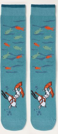 Fat Face FatFace Teal Blue Snoopy Snorkeling Socks
