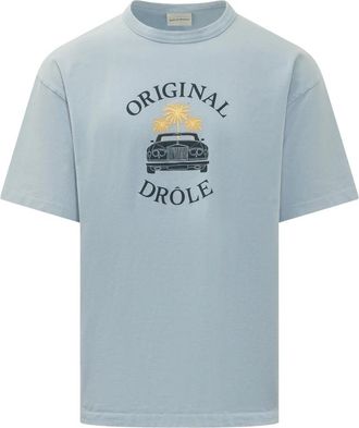 Dr&ocirc;le de Monsieur Car Palms T-shirt - Heren - T-shirts - Blauw - M - Katoen - Tops