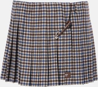 Prada Pleated checked wool twill miniskirt