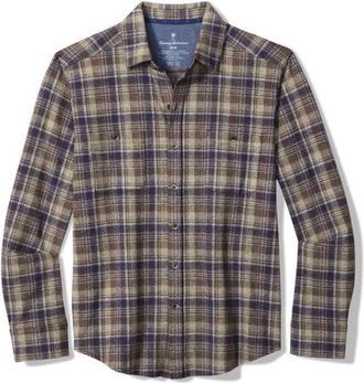 Tommy Bahama Fireside Tahoe Plaid Flannel Button-Up Shirt in Abbey Stone at Nordstrom, Size 2Xlt