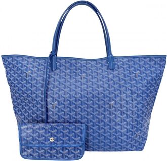 Goyard Blue Coated Canvas Leather Handbag Pouch Tote Bag (Pre-Owned)