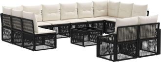 vidaXL Conjunto De Sof&aacute;s De Jard&iacute;n 13 Uds. Negro Rat&aacute;n Sint&eacute;tico Vidaxl