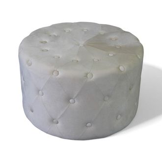 No Brand No Brand - Pouf Rotondo In Velluto Beige Design Moderno Bottonato Con Diametro 67xh41 Cm