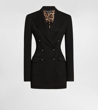 Dolce & Gabbana Double-breasted Milano Rib Jacket - Woman Blazers Black Viscose 36