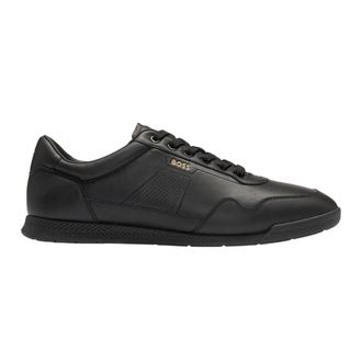 HUGO BOSS Heren Nitan Leren Trainers (Zwart)