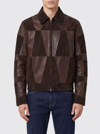 Versace Giacca in pelle e camoscio patchwork