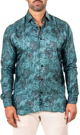 Maceoo Fibonacci Marthyr 0259 Contemporary Fit Button-Up Shirt in Green at Nordstrom, Size 3