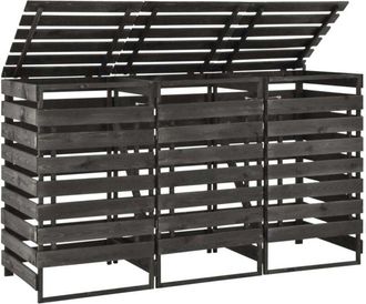 vidaXL Cobertizo Triple Cubos Basura Madera Pino Pintada 210x75x121cm Vidaxl