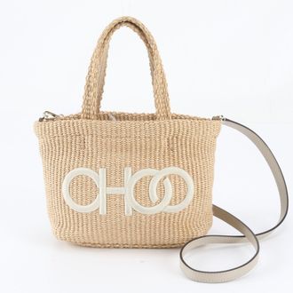 Jimmy Choo London Beige Leather Handbag Shoulder Bag Tote Bag (Pre-Owned)