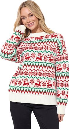 M&Co Womens Reindeer Novelty Christmas Jumper - Womens Red