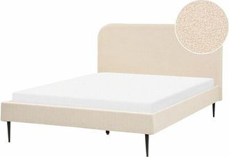 Beliani Beliani - Letto matrimoniale boucl&egrave; beige piedi oro minimalista 140 x 200 cm Flayat