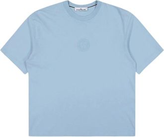 Stone Island Camo Compass Print T-Shirt - Heren - T-shirts - Blauw - L - Katoen - Tops