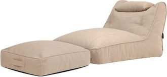 Icon Brand Set puf sof&aacute; y coj&iacute;n de suelo exterior en olefina impermeable beige