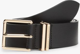 Tommy Hilfiger Womens Square Buckle Leather Belt - Black - 40