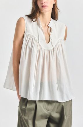 Derek Lam Chase Semisheer Sleeveless Top in Marshmallow at Nordstrom, Size X-Large