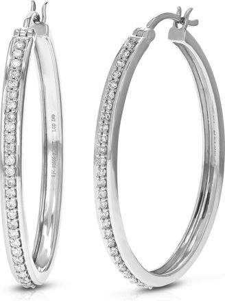 Vir Jewels 3/8 cttw Lab Grown Diamond Hoops Earrings in Sterling Silver With Notched Post For Women