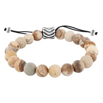 Robert Alton Stainless Steel River Rock Bead Bolo Bracelet