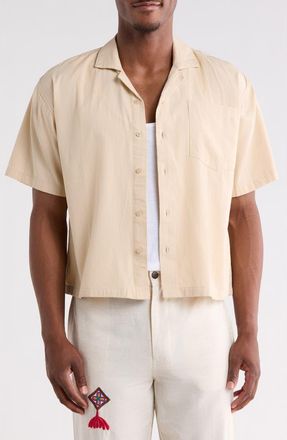 Raga Short Sleeve Cotton Button-Up Shirt in Eggshell at Nordstrom Rack, Size Xx-Large