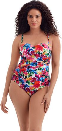 Longitude Shirred Sweetheart Tank Long Torso One-Piece Swimsuit in Blooming Bouquet at Nordstrom, Size 12