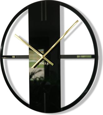 OEM Reloj De Pared &Uacute;nico De Metal Negro De 50 Cm