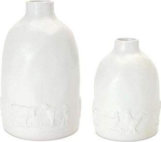Melrose International Set Of 2 Ceramic Farm Animal Vase
