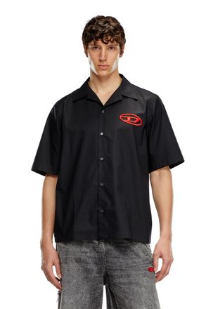 Diesel Bowling shirt with logo embroidery - Shirts - Man - Black