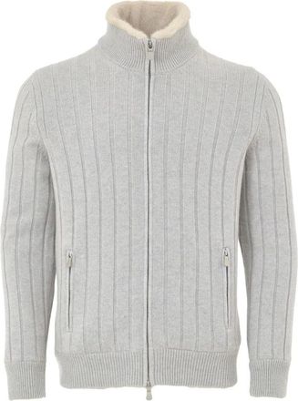 Gran Sasso Truien & Vesten, Heren, Grijs, L, Wol, Zip Sweater
