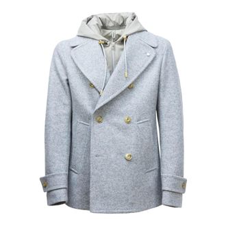 Luigi Bianchi Mantova Jassen, Heren, Grijs, M, Wol, Cappotto doppio con inserto tecnico