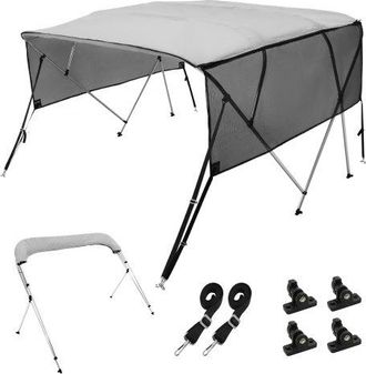 OEM 4-bogen-bimini-top-bootsabdeckung, 216-228 Cm Einbaubreite 600d-polyester-&uuml;berdachung, Bootsverdeck Mit Abnehmbare Mesh-seitenw&auml;nde, Wasserdicht & Son