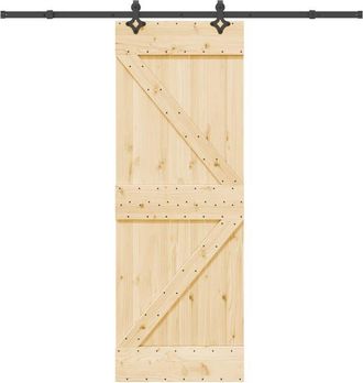 vidaXL Vidaxl - Puerta Corredera Con Herrajes Madera Maciza De Pino 70x210 Cm