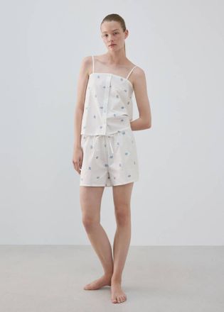 Mango Pigiama completo 100% cotone floreale bianco - Donna - S - MANGO