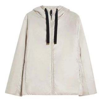 Max Mara Jassen, Dames, Grijs, XS, Polyester, Greenh Gewatteerde Jas met Capuchon