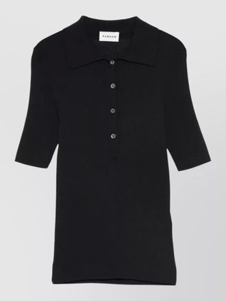 Parosh ribbed polo collar top short sleeves