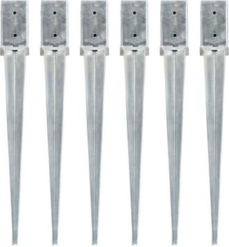 vidaXL Vidaxl - Picas De Tierra 6 Unidades Acero Galvanizado Plateado 8x8x76 Cm