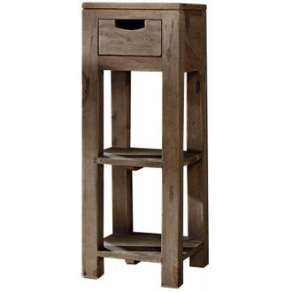 Massivmoebel24 tavolo dappoggio in legno di Sheesham / palissandro 29x29x80 grigio scuro oliato NATURE GREY 32