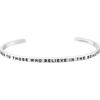 Mantra The Future Belongs To Those Who Believe In The Beauty Of Their Dreams bracelet in Silver at Nordstrom
